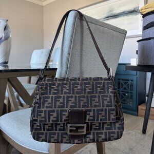 FENDI Zucca CANVAS Vintage Mama Forever Baguette Brown